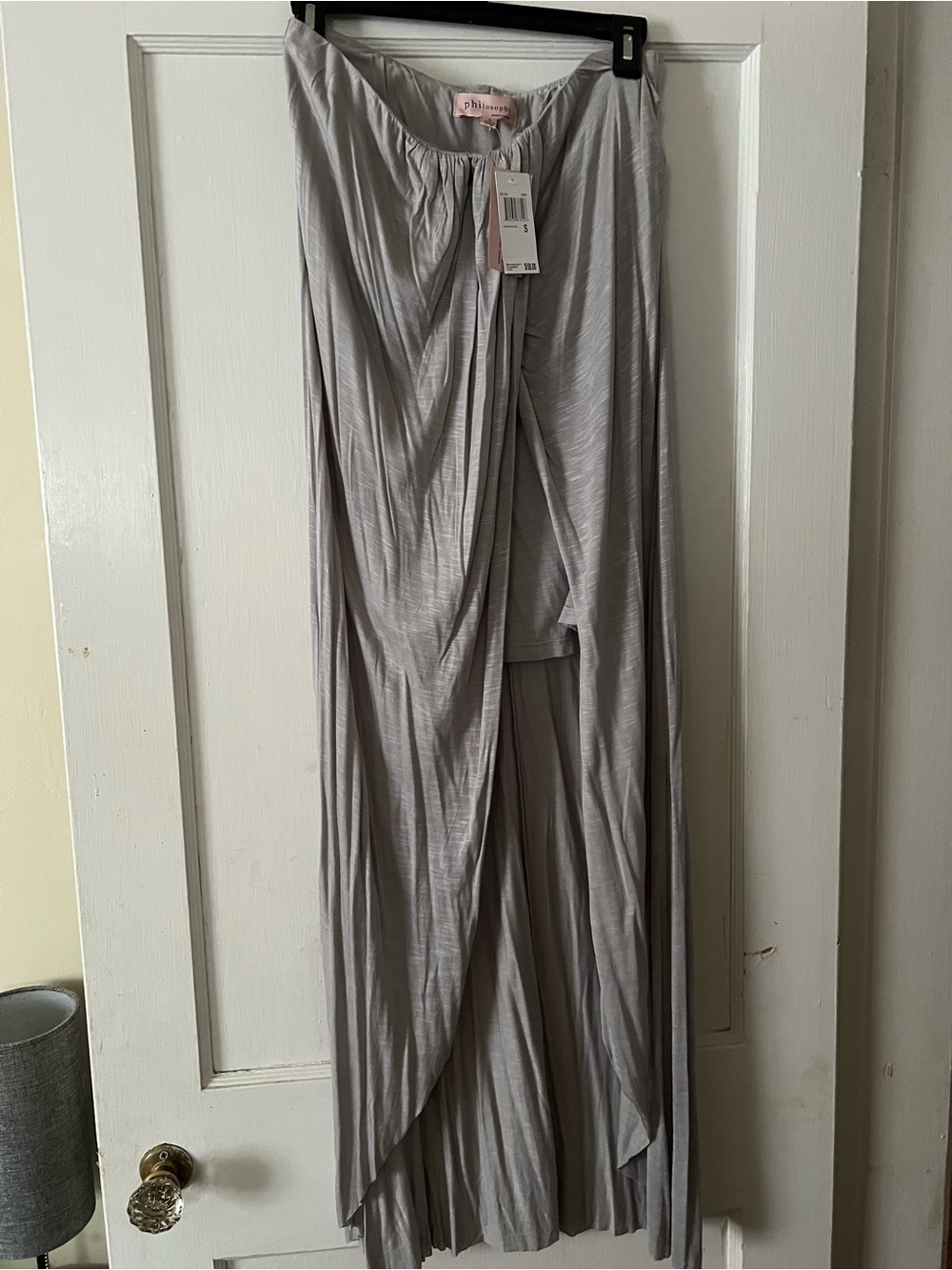 Philosophy Light Gray High-Low Maxi Skirt